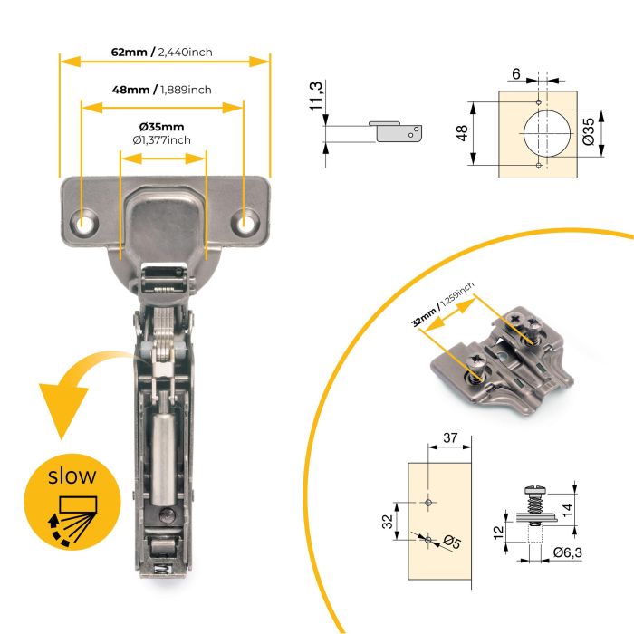Emuca Lot de 20 charnières super coudées X91 à fermeture amortie et embases Euro, Hauteur 0, Acier, Titane 4 Emuca Lot de 20 charnières super coudées X91 à fermeture amortie et embases Euro, Hauteur 0, Acier, Titane 4
