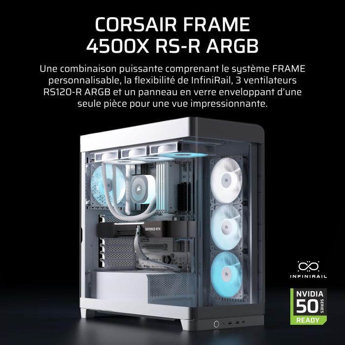 Boitier PC - CORSAIR - FRAME 4500X RS-R ARGB Tempered Glass Mid-Tower - 2 radiateurs - Blanc 1