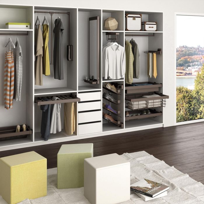 Emuca Penderie rabattable pour armoire Hang, 600 - 830, Peint en moka, Acier et Plastique. 5