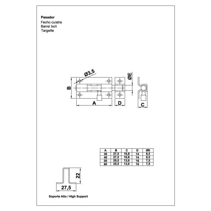 Pasador 390 40X28Mm. Niquelado Amig 1