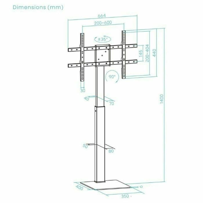 Support de TV TooQ FS2286M-B 70" 40 kg 1