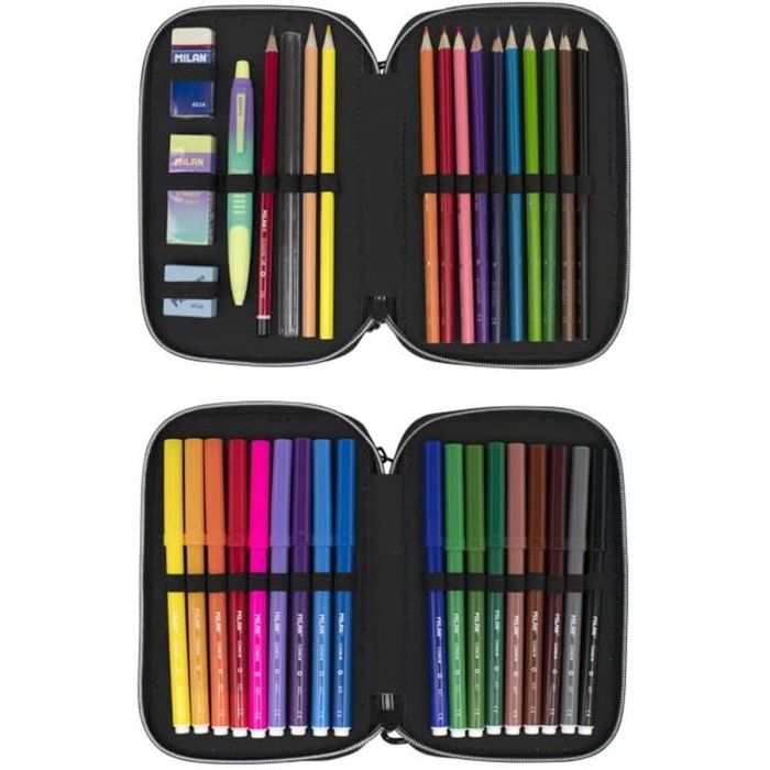 Plumier double Milan Sunset Noir Vert 19,5 x 13 x 5 cm 36 Pièces 2