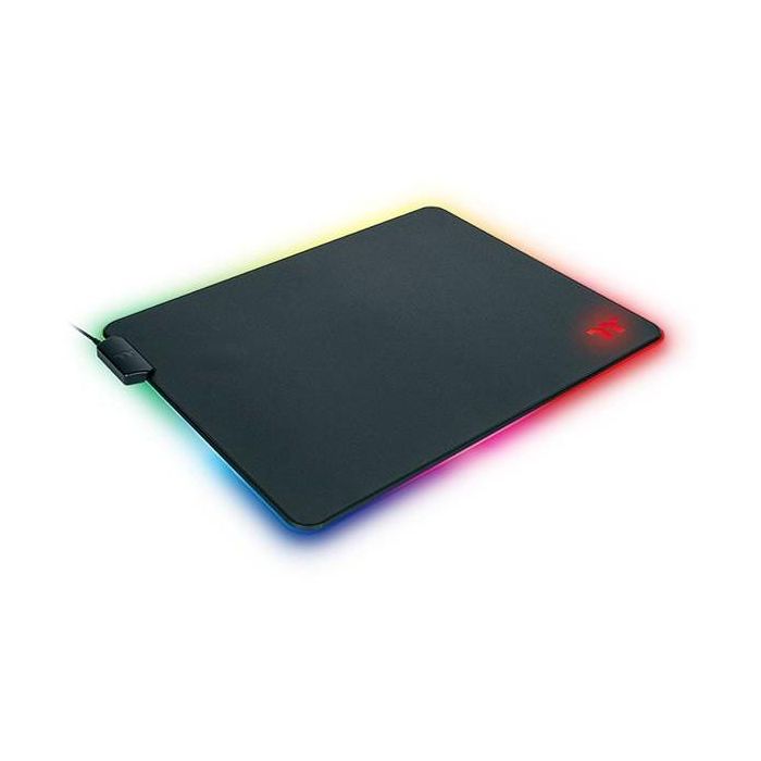 Thermaltake GMP-LVT-RGBHMS-01 Tapis de Souris Gamer RGB Noir, Alimentation USB, Base Antidérapante, 370 x 290 mm