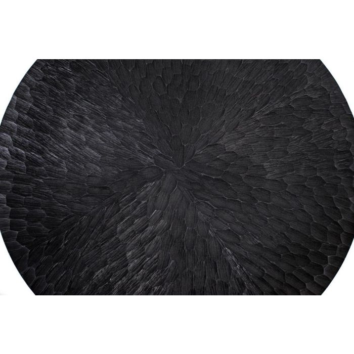 GINER Y COLOMER Table basse ronde en aluminium, finition gris foncé effet martelé avec bordure argentée 2