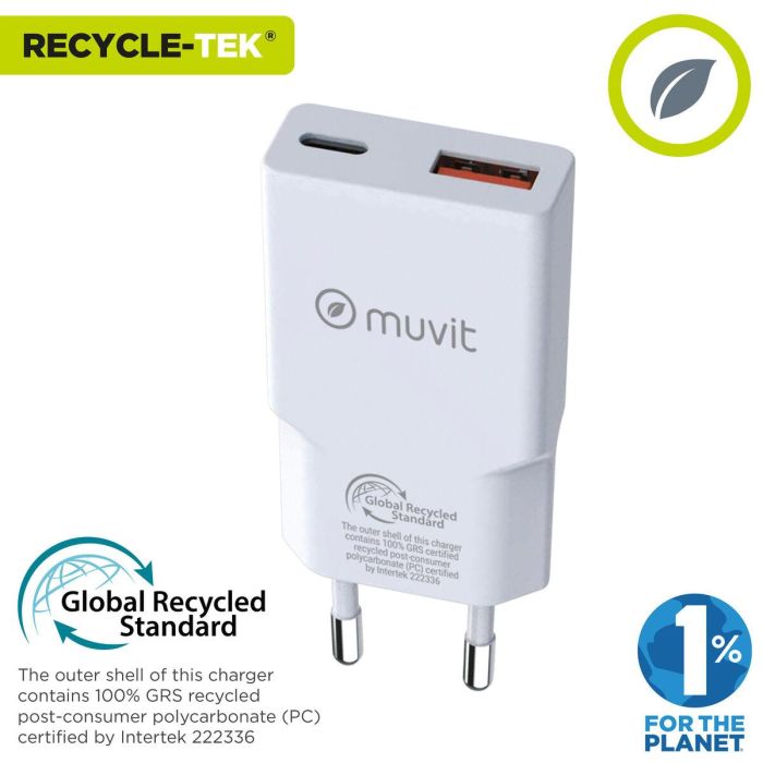 Chargeur mural Muvit for Change HC-263 Blanc 18 W 30 W 6