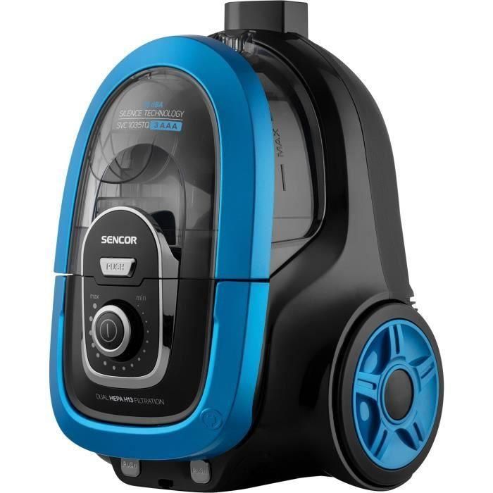Sencor Aspirateur traîneau sans sac SVC-1035TQ - 750 W, filtre HEPA H13, 75 dB, réservoir 1 L, tube télescopique métallique, noir/bleu Sencor Aspirateur traîneau sans sac SVC-1035TQ - 750 W, filtre HEPA H13, 75 dB, réservoir 1 L, tube télescopique métallique, noir/bleu