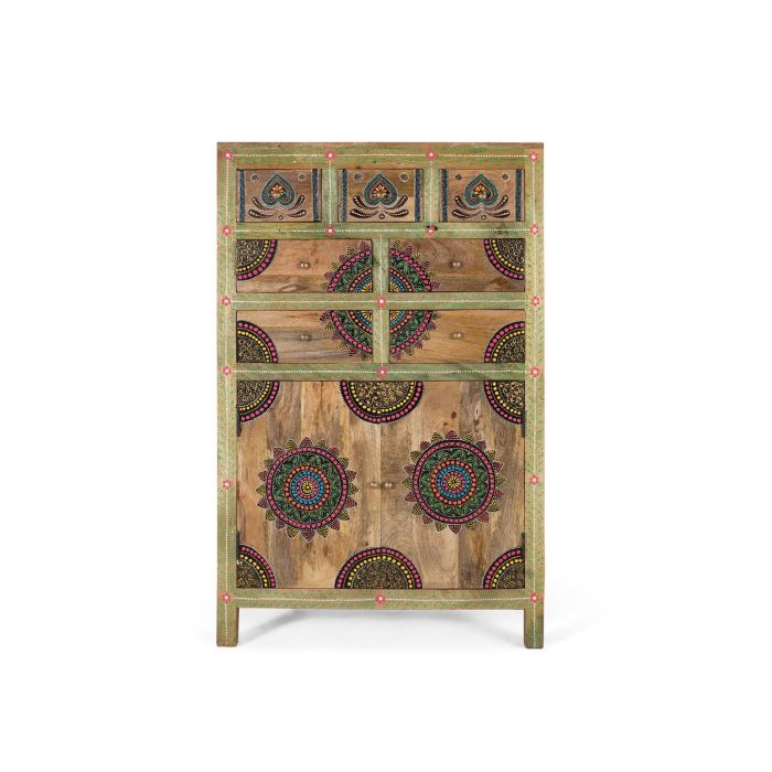 GINER Y COLOMER Buffet en bois de manguier massif avec 7 tiroirs et 2 portes - Dimensions 122x80x40 cm - Multicolore - Meuble artisanal 0 GINER Y COLOMER Buffet en bois de manguier massif avec 7 tiroirs et 2 portes - Dimensions 122x80x40 cm - Multicolore - Meuble artisanal 0