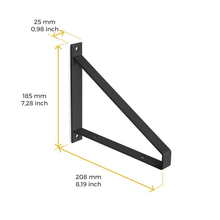 Emuca Jeu de supports pour étagères en bois Shelf avec forme triangulaire, Acier, Peint en noir 6