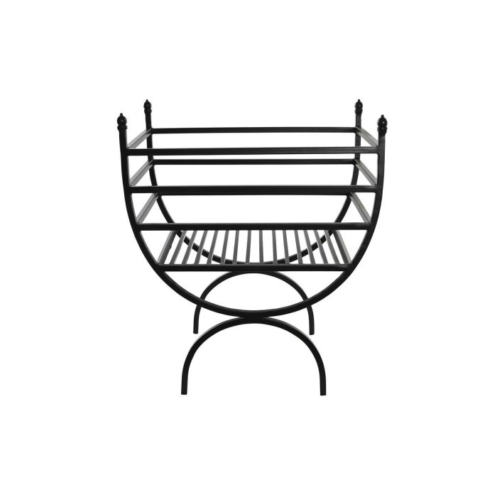 Range-bois DKD Home Decor Noir Acier 48 x 30 x 57 cm Support pour bois de chauffage 2