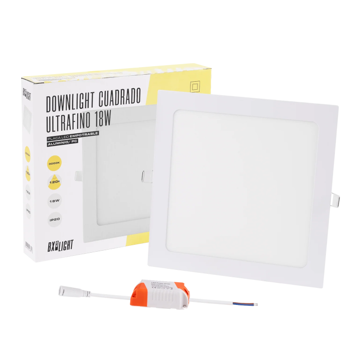 BX3 LIGHT Plaque LED carrée 18W, 1350 lm, 6000 K, 40000 heures, Empotrable ou de surface, intérieur, Réf. BX3-GP-LZ-6