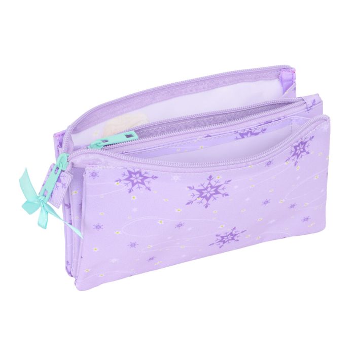 Trousse Fourre-Tout Triple Frozen Spirit Lila 22 x 12 x 3 cm 2