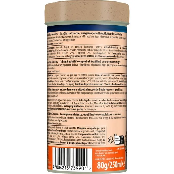 Tetra Granulés pour Poissons Rouges - Aliment complet pour poissons d'eau froide - 250 ml 1