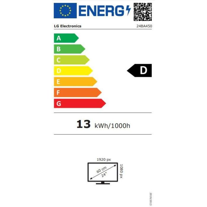 61cm/24" (1920x1080) LG 24BA450-B 16:9 FHD IPS 5ms 100Hz HDMI DP VGA Speaker Pivot Black 1