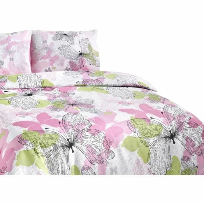Parure de lit 1 Housse de couette 220x240 cm 2 Taies d'oreiller 60x60 cm Coton Polyester Rose ASI8681181376270
