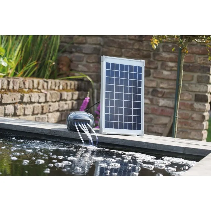 Ubbink AirSolar 600 - Pompe à air solaire pour bassin avec panneau 12V, débit 600 l/h, 5 diffuseurs pierres d'air - Kit d'aération de jardin Ubbink AirSolar 600 - Pompe à air solaire pour bassin avec panneau 12V, débit 600 l/h, 5 diffuseurs pierres d'air - Kit d'aération de jardin