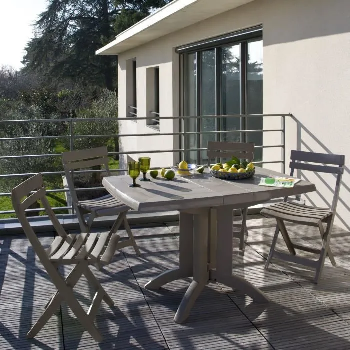 Grosfillex Chaise pliante Miami Résine taupe Résistante aux intempéries, aux UV et au froid 42 x 50 x 80 cm Grosfillex Chaise pliante Miami Résine taupe Résistante aux intempéries, aux UV et au froid 42 x 50 x 80 cm