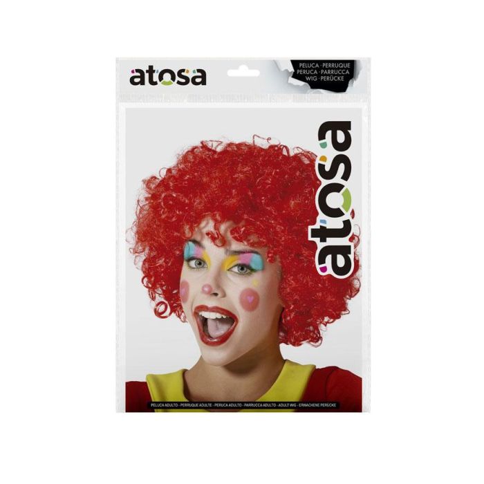 Peluca Rizada Rouge Pour Clown - Perruque Bouclée avec Volume 60 Grammes pour Fêtes, Carnaval et Spectacles