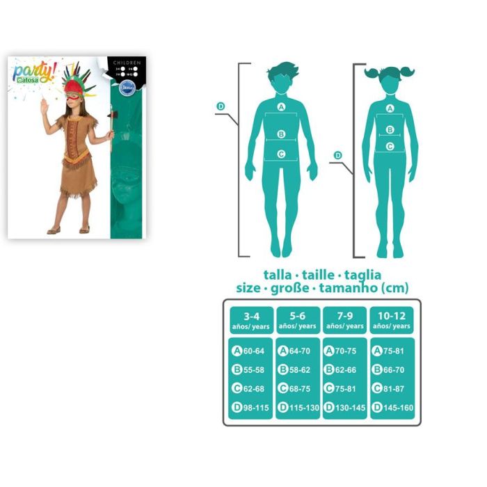 Déguisement Indien Fille Enfant 3-4 Ans Costume Lejano Oeste Western Indiens Vaqueros Carnaval Fête Vestido