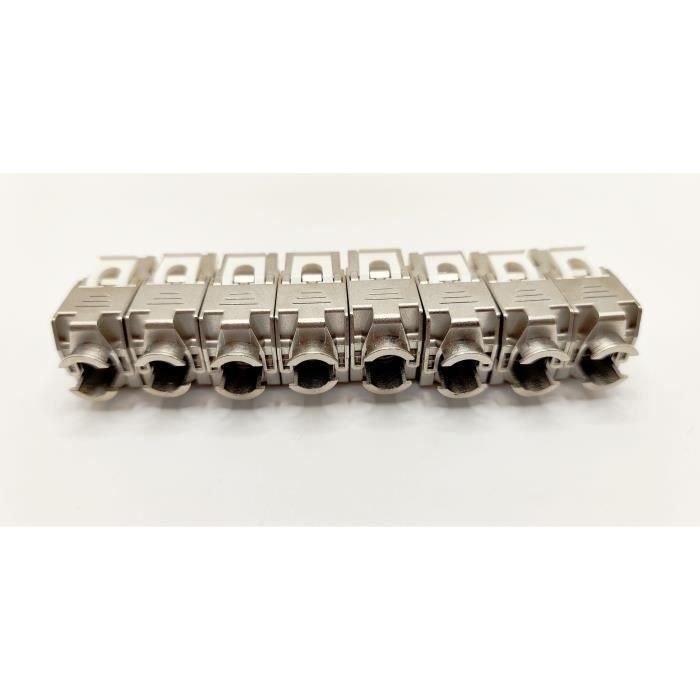 Pack de 8 noyaux keystone RJ45 Cat.6a - LINEAIRE - PRC624AK8 - 2 avec façades colorées 4