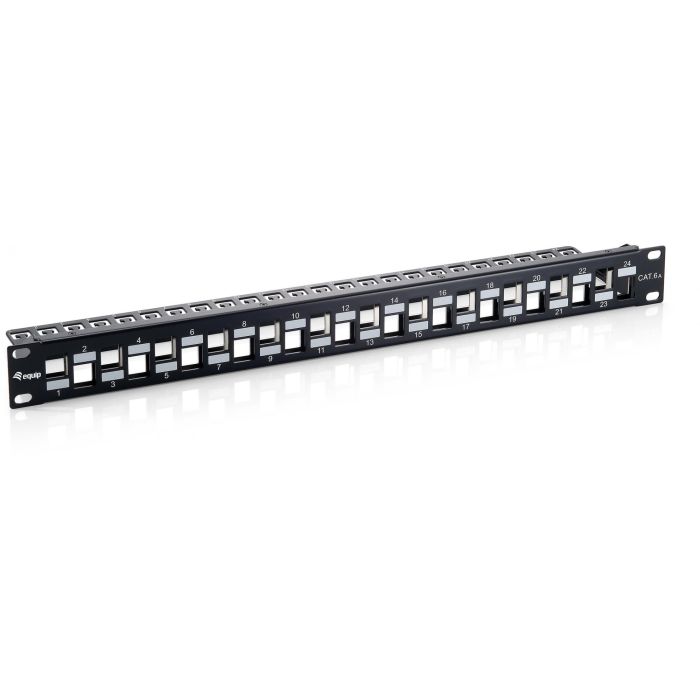 Equip Patchpanel 24x Cat6A 19" FTP 1HE Keystone Montage sw 0 Equip Patchpanel 24x Cat6A 19" FTP 1HE Keystone Montage sw 0