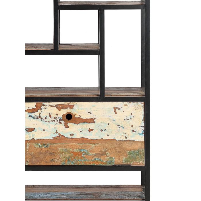 GINER Y COLOMER - Bibliothèque 1 porte battante en bois recyclé et métal noir - Noir et multicolore - 212 x 80 x 40 cm 4 GINER Y COLOMER - Bibliothèque 1 porte battante en bois recyclé et métal noir - Noir et multicolore - 212 x 80 x 40 cm 4