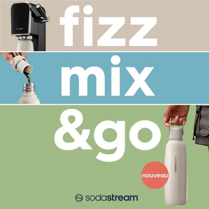 SodaStream Bouteille Isotherme Fizz&Go Cool - 0,9L - Acier Inoxydable - Bleu - Garde les boissons fraîches et pétillantes 12h