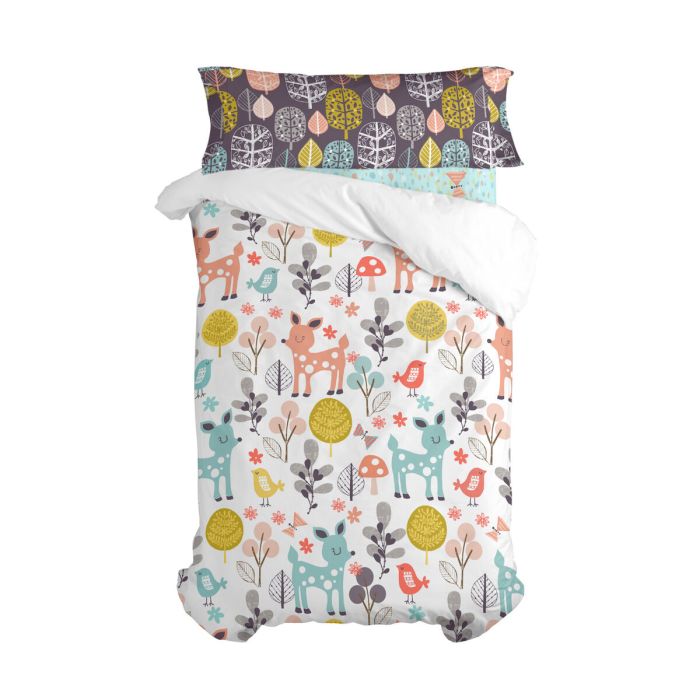 Parure de couette HappyFriday Moshi Moshi Woodland Multicouleur Lit 1 persone 2 Pièces