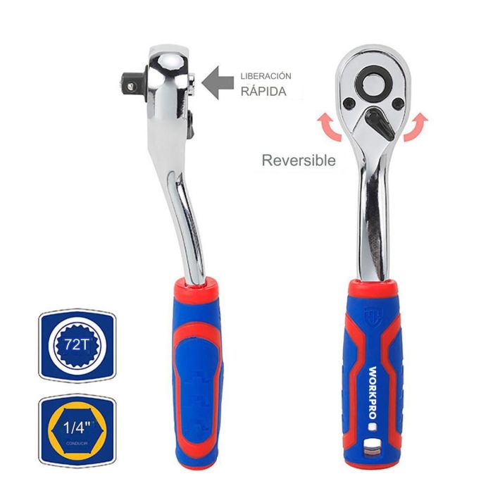 Jeu de clés à douille Workpro 1/4" 46 Pièces 6