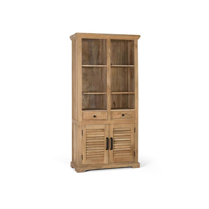 GINER Y COLOMER - Buffet en bois de mango massif, style rustique, finition naturelle avec portes et tiroirs, fermeture magnétique 1