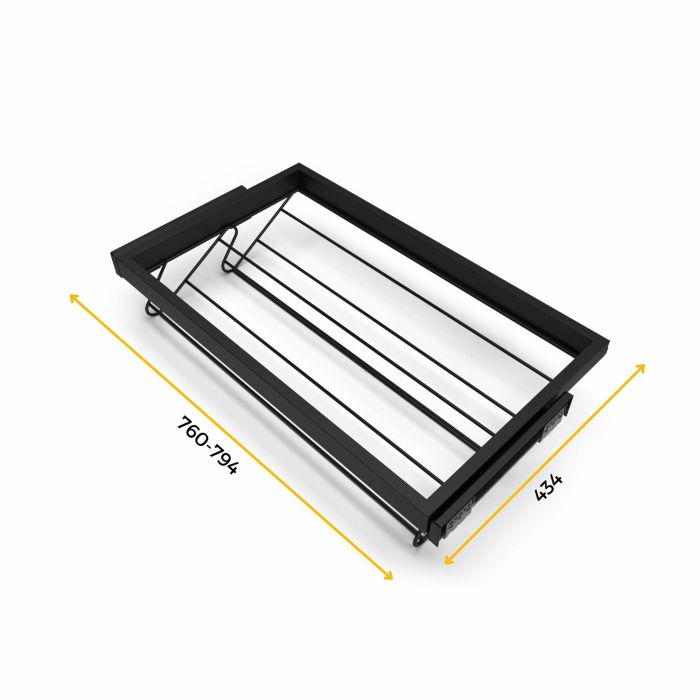 Emuca Kit de rangement de chaussures en métal avec cadre avec coulisses à fermeture souple pour armoire, réglable, module 800mm, Noir texturé 8