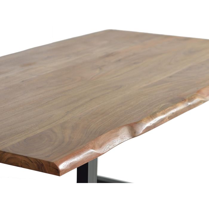GINER Y COLOMER Table de salle à manger en bois d'acacia massif 36 mm avec pieds en métal noir, dimensions 200 x 100 cm, finition naturelle 3