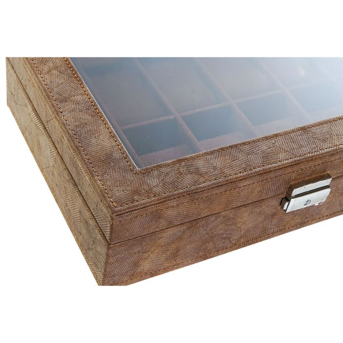 Boîte à bijoux Home ESPRIT Marron Polyuréthane Verre Bois MDF 30 x 20 x 8 cm 1
