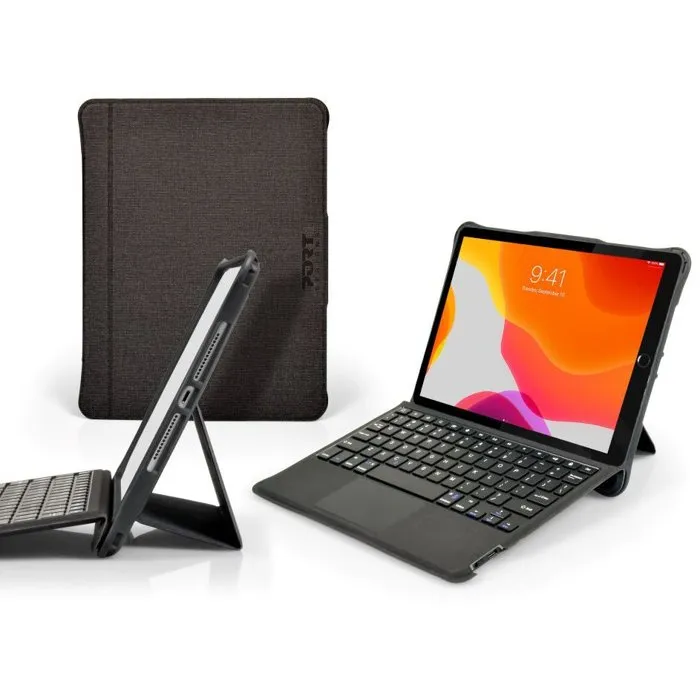 Port Designs Manchester II - Étui clavier folio avec touchpad pour iPad 10.9'' 10ème génération - Protection robuste, rabat amovible - Noir Port Designs Manchester II - Étui clavier folio avec touchpad pour iPad 10.9'' 10ème génération - Protection robuste, rabat amovible - Noir