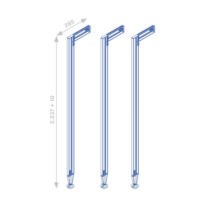 Emuca Lot de 3 cadres Zero avec quincaillerie et profilés pour montage au sol et au mur avec vérin circulaire, Aluminium et Zamak, Gris pierre 6