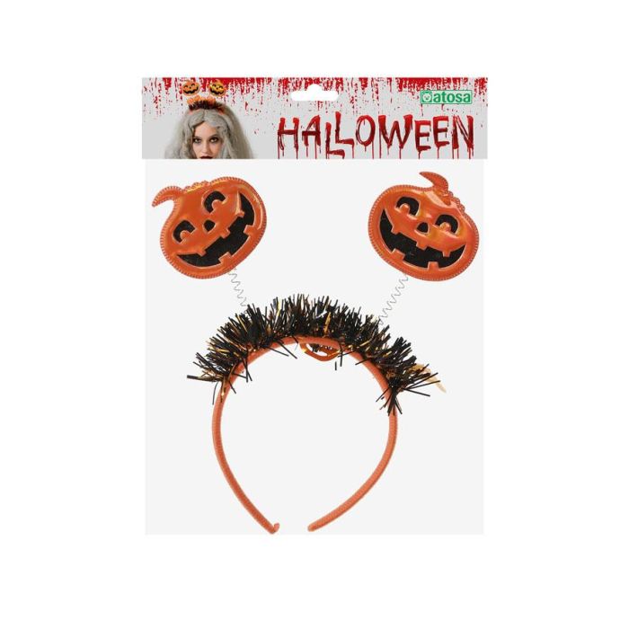 Diadème Halloween pour femme avec citrouilles mobiles sur ressorts, orange brillant, déguisement fête déguisée