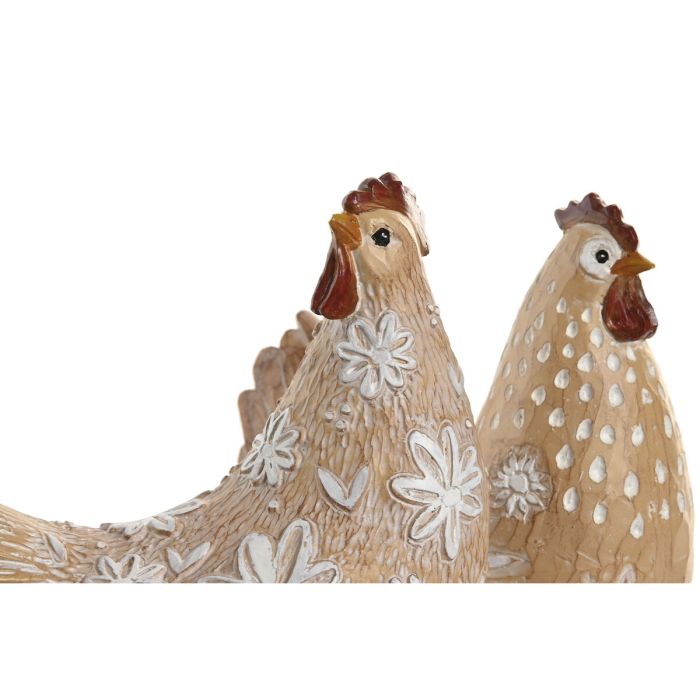 Figurine Décorative Home ESPRIT Blanc Naturel Poule Coq 22,5 X 10 X 23,5 CM (2 Unités) 2