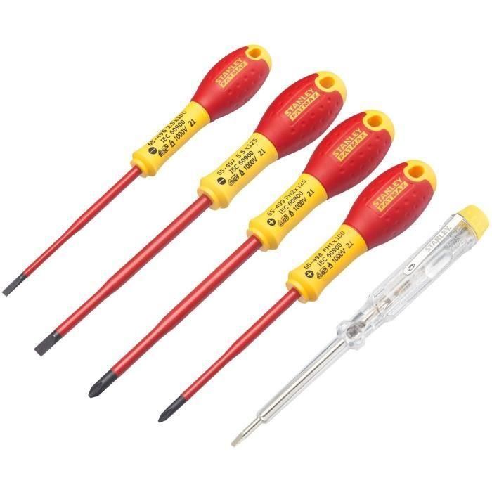 Jeu de 5 Tournevis - STANLEY FATMAX - XTHT0-62692 - Slim Isolés 1000V - Electricien + Phillips + Testeur 2