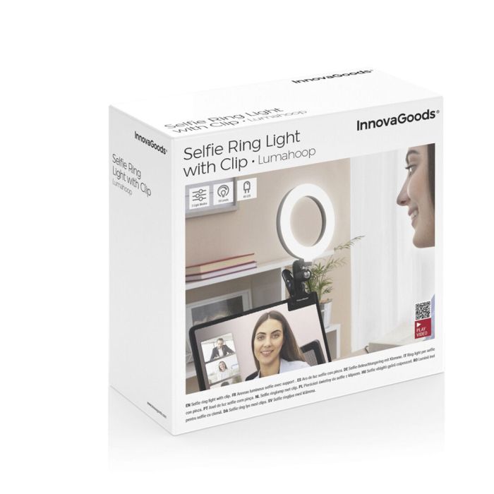 Anneau Lumineux Selfie avec Clip de Support Lumahoop InnovaGoods 1