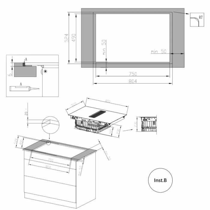 Plaque à induction avec extracteur intégré Cecotec Bolero Squad IH 4800 TotalFlex80 7400 W 5