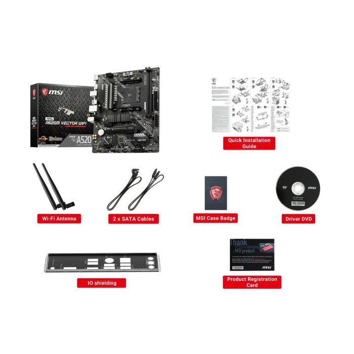 Carte Mère MSI MAG A520M VECTOR WiFi AMD A520 AMD AM4 17