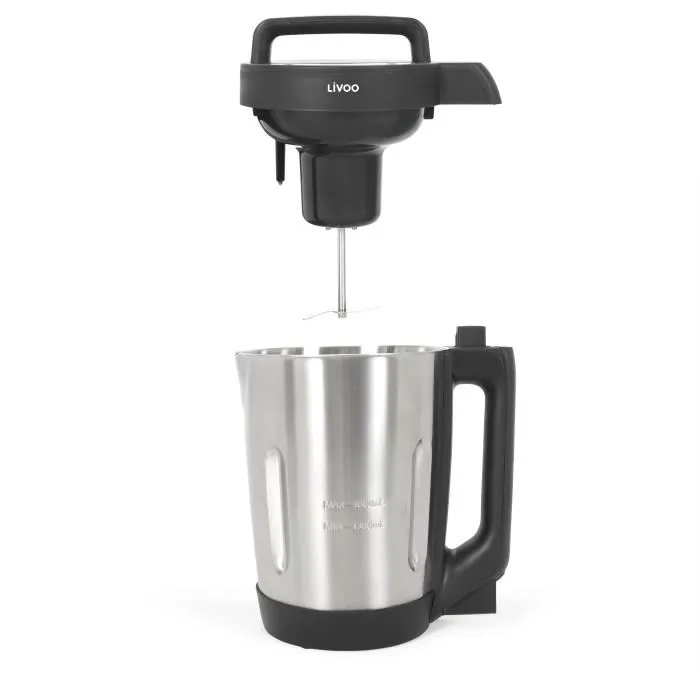 Livoo DOP260N Blender Chauffant à Soupe Gris et Noir - 5 Fonctions (Mixeur, Soupe, Boissons) et Nettoyage Automatique