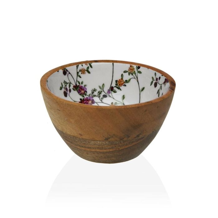Bol pour Apéritifs Versa Bambou Porcelaine Bois de manguier Fleurs Campagne 13 x 7 x 13 cm
