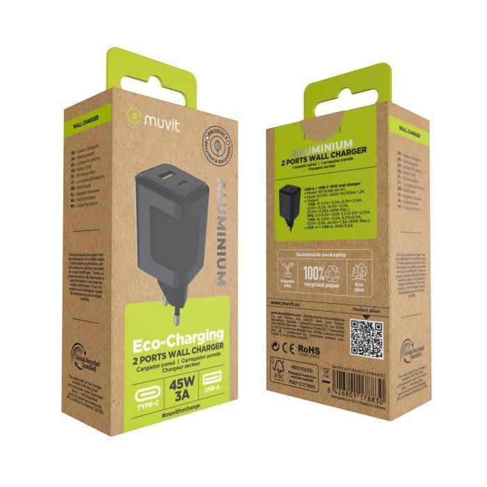 Chargeur mural Muvit WCEU66-45-AC Blanc 45 W 3