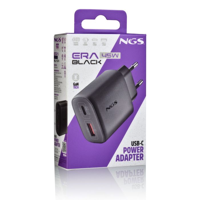Chargeur d'ordinateur portable NGS ERA45WBLACK 45 W Noir 10 Chargeur d'ordinateur portable NGS ERA45WBLACK 45 W Noir 10