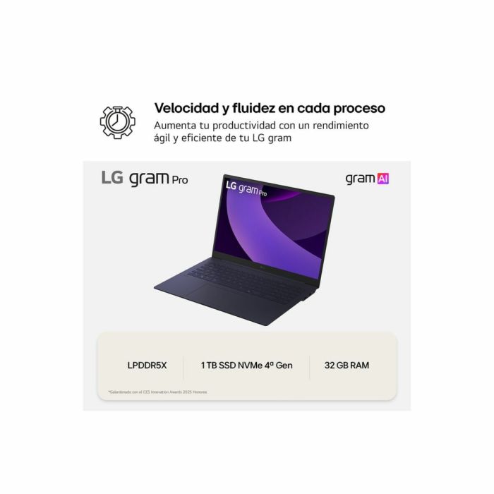 Ordinateur Portable LG 16Z90TS-G.AU99B 16" 32 GB RAM 1 TB SSD 1 Ordinateur Portable LG 16Z90TS-G.AU99B 16" 32 GB RAM 1 TB SSD 1