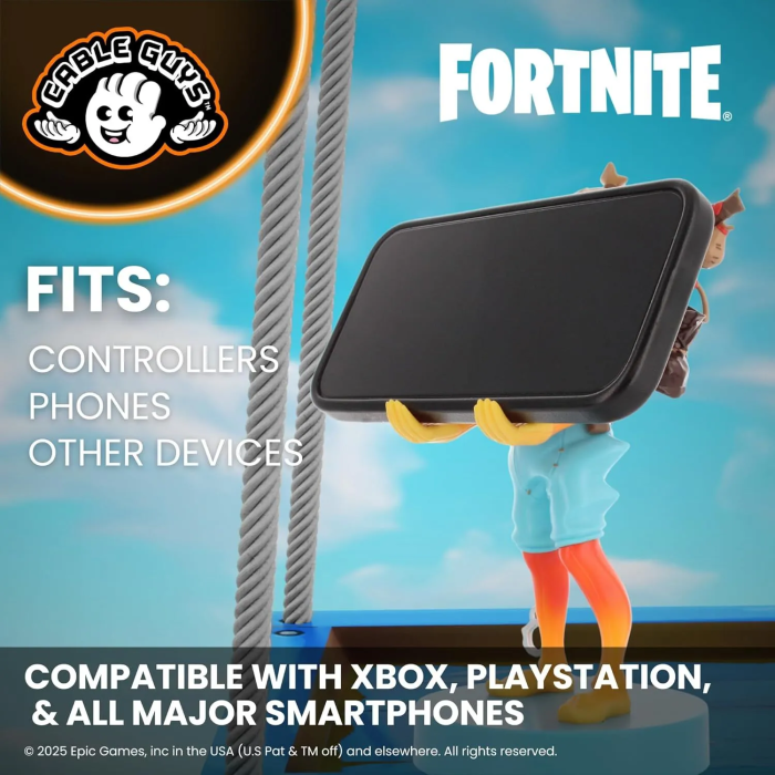 Exquisite Gaming Figurine Fortnite Poiscaille (Fishstick) Support avec câble USB - Compatible PS5, Xbox Series, smartphone - 20 cm