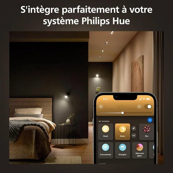 Philips Hue - Pack de 2 ampoules LED connectées GU10 - Spot dimmable blanc chaud à froid - Éclairage intelligent pour maison Philips Hue - Pack de 2 ampoules LED connectées GU10 - Spot dimmable blanc chaud à froid - Éclairage intelligent pour maison