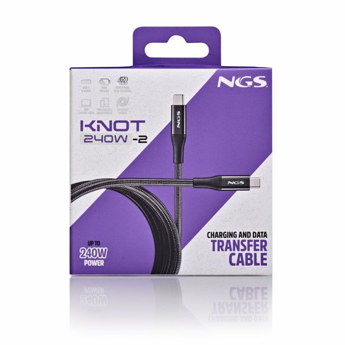 Câble USB-C NGS KNOT240W-2 Noir 2 m 4 Câble USB-C NGS KNOT240W-2 Noir 2 m 4