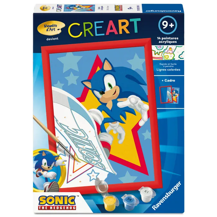 Ravensburger CreArt Kids 12023230 - Kit de Peinture par Numéros Sonic - Toile 18x24 cm Prête à Encadrer, Jeu Créatif Enfant dès 7 Ans Ravensburger CreArt Kids 12023230 - Kit de Peinture par Numéros Sonic - Toile 18x24 cm Prête à Encadrer, Jeu Créatif Enfant dès 7 Ans