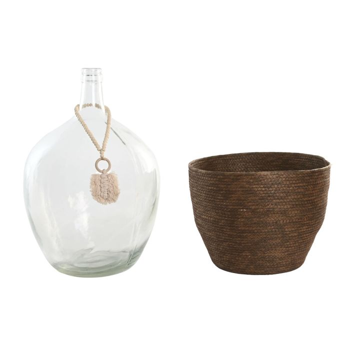 Vase Home ESPRIT Transparent Brun foncé Verre Colonial 37 x 37 x 55 cm 1